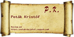 Peták Kristóf névjegykártya
